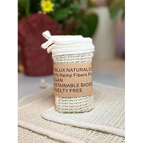 Natural Hypoallergenic Hemp Washcloth Exfoliating Towel Set; Bath & Shower (12x12) Body Face Cloth; Breathable Fast Drying Naturally Odor Free (3PK)