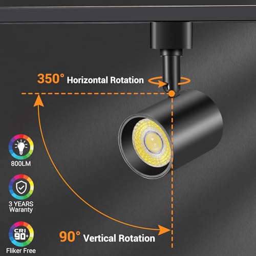 VANoopee 6 Pack Black Dimmable LED Track Lighting Heads, 5 CCT, 24° Beam, Flicker-Free