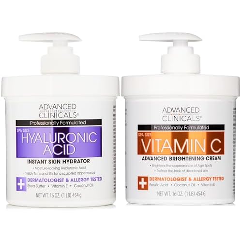 Advanced Clinicals Hyaluronic Acid Hydrating Cream + Vitamin C Brightening Cream Set