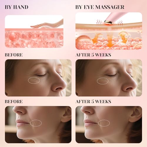 Eye Lift Wand, 3 Modes Eye Massager Wand, Eye Massager for Dry Eyes, Dark Circles and Puffiness, Eye Lifting Device for Fine Lines, Pink