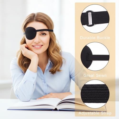 Pirate Eye Patches for Adults - Black, Adjustable, 54 Pieces Set