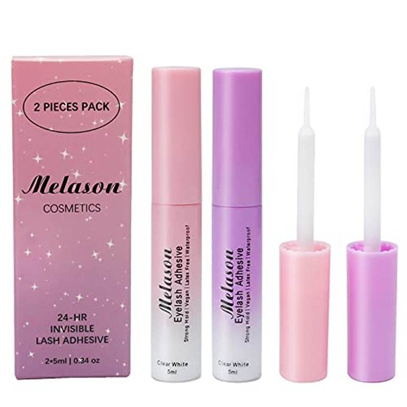Best Eyelash Glue,Super Strong Hold Eyelash Adhesive,Fast Drying,Latex Free Vegan Waterproof Hypoallergenic Strip Lash Adhesive,Suitable for Senstive Eyes, 2pcs/Pack, 5mlx2 0.34fl.oz