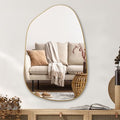 Perfnique 40x26 Inch Irregular Gold Wall Mirror for Bathroom & Living Room