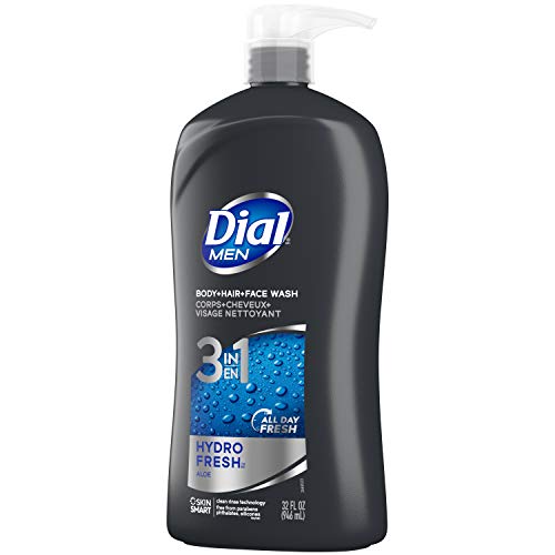 Dial Men 3 in1 Body, Hair and Face Wash, Hydro Fresh, 32 fl oz (Pack of 2)