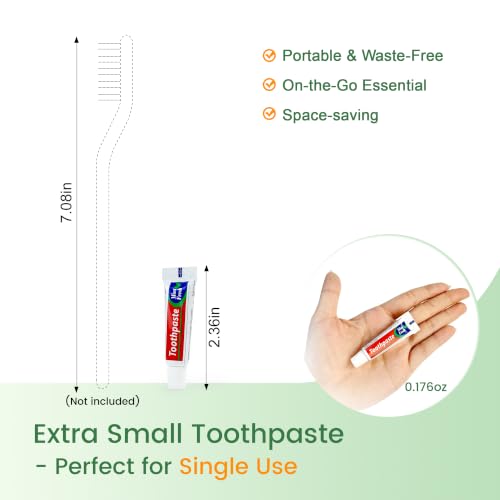 200 Mini Travel Toothpaste Tubes - Mint Flavor, 0.176oz, Bulk Pack - Variation of THIS listing