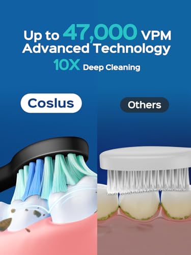 COSLUS C40 Sonic Electric Toothbrush for Adults & Family, Black - 1 Pack