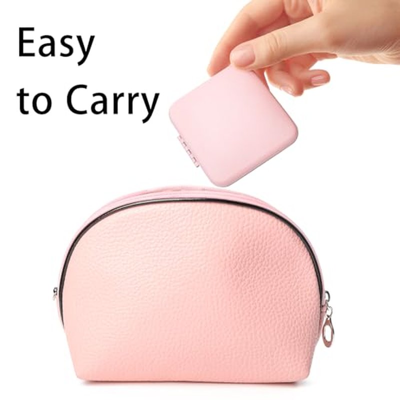 Compact Mirror, Pocket Travel Makeup Mirror for Purse, Metal Square Shell, 2-Sided 1X/2X Magnifying, Portable, Folding, Handheld, Pink,6 Pack