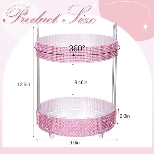 Honeydak Bling Rotating Cosmetic Display Stand - 2 Tiers Resin Diamond Pink Variation of THIS listing
