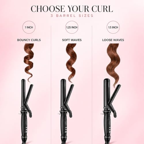 SAOSA 1.5 Inch Curling Iron - Tourmaline Ceramic Long Barrel, Auto Shut-Off, Dual Voltage for Travel