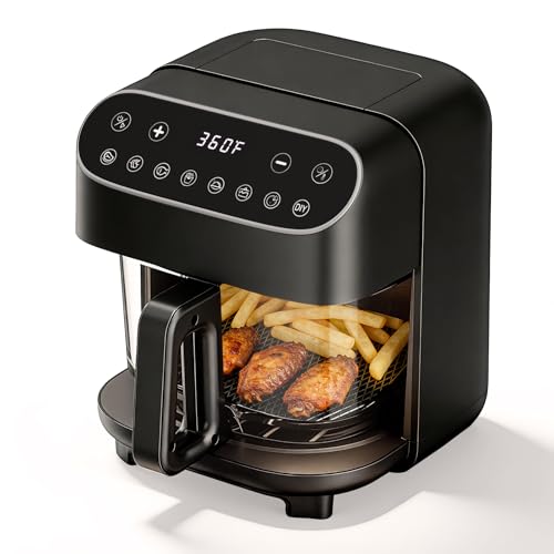 5 QT Glass Air Fryer with Digital Touch Control - Black