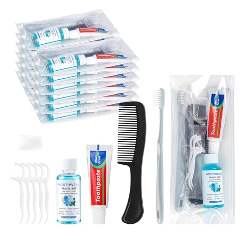 12-Pack Travel Toothbrush Kit with Toothpaste Floss & Cover - Individually Packaged