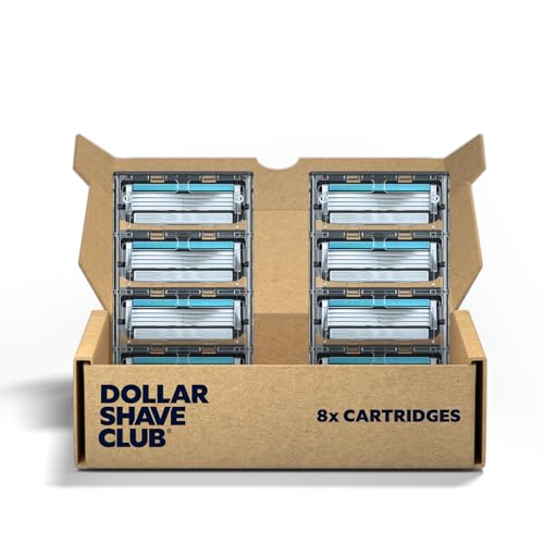 Dollar Shave Club 4 Blade Razor Refill Cartridges 8 Count and Shaving Kit with Diamond Grip Razor Handle 4 Blade Refills