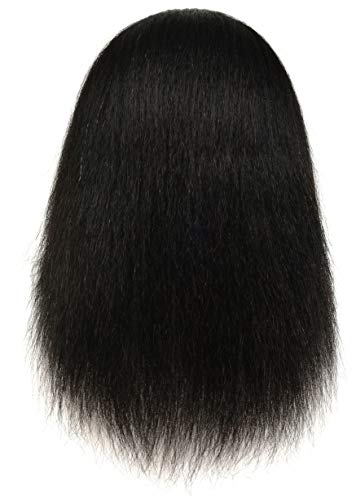 African American Mannequin Head with Human Hair for Hair Styling Practice - Natural Black, Straight, 22 Inch