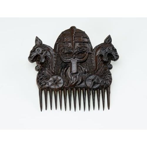 Handicraftviet Hand-Carved Wooden Comb, Wooden Viking Comb for Men's Hair, Beard, and Mustache, Great Gift - Natural Wood