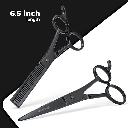 Suvorna 6.5-Inch Professional Hair Scissors Set with Thinning Shears - Black
