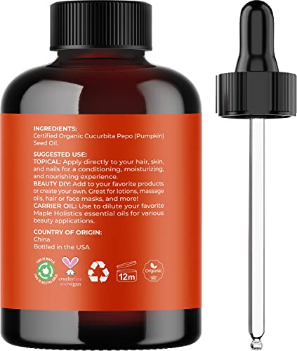 Organic Pumpkin and Rosemary Hair Oil for Hair Growth - Pure Essential Oil Blend