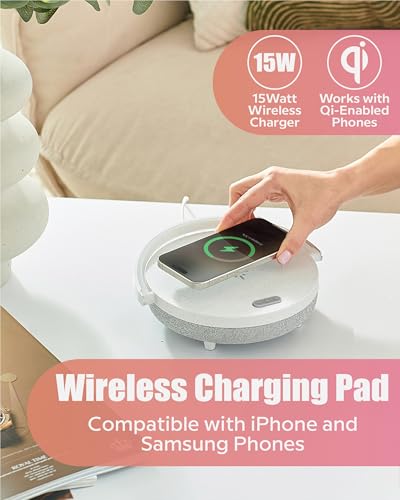 Bedside Lamp with Wireless Charger Touch Control LED Night Light Gift for Women