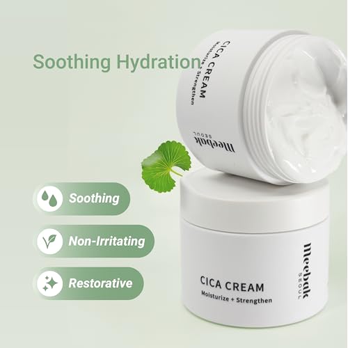 Meebak Cica Cream 5 Fl Oz - Daily Hydrating Moisturizer with Niacinamide & Retinol
