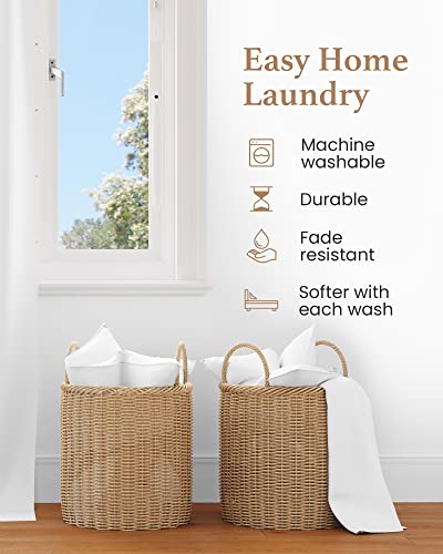 King Size Egyptian Cotton Bed Sheets Set - White, 4 Piece, Deep Pocket