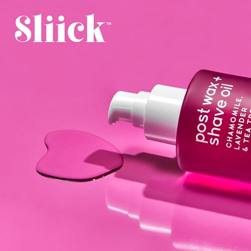 Sliick Post Wax + Shave Oil ? Soothing After Shave Oil with Chamomile, Lavender & Tea Tree for Razor Bumps, Ingrown Hair & Redness, After Waxing & Shaving Treatment, 4 fl oz