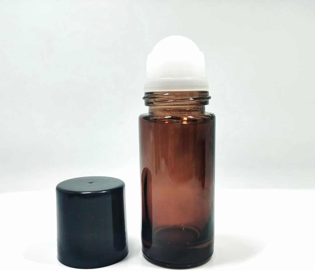 2 Pcs Brown 50ml Glass Essential Oil Roller Bottles Refillable Roll on Bottles Empty Deodorant Bottle, Refillable Containers Accessories, Containers Rollerball Bottles for Fragrance Roller Bottles