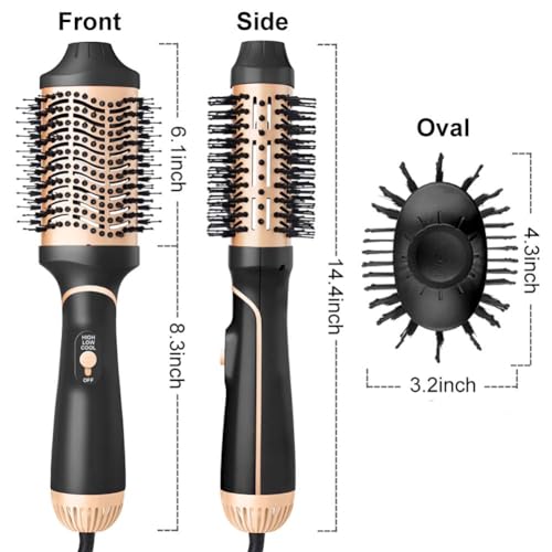 Ebooine 4-in-1 Hair Dryer Brush Volumizer - Golden, Large, Anti-Frizz Ionic Styler
