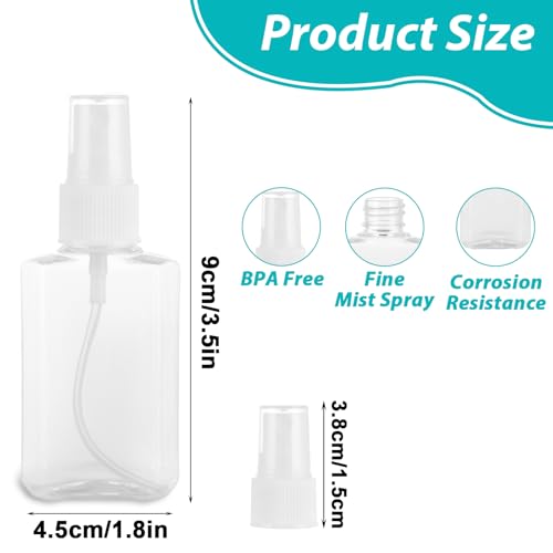 QTLCOHD 100 Pack 2 Oz Mini Travel Size Spray Bottles with Cap Clear Perfume Bottles Refillable Empty Tiny Spray Bottle for Perfume Liquids Essential Oils
