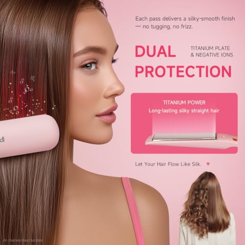Pink Titanium Flat Iron Hair Straightener - 1 Inch Professional Hair Styler