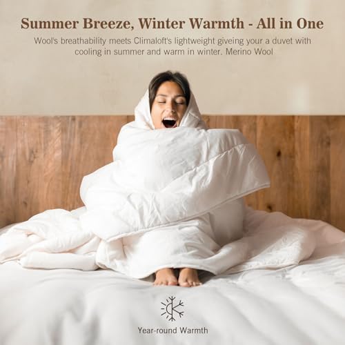 KUSNUG Year-round Twin Hybrid Wool Comforter with Organic Cotton Shell