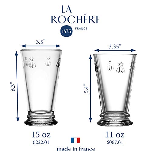 La Rochere Napoleon Bee Double Old Fashioned Glasses Set of 6 - 15 Oz French Design