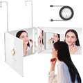 White LED 3-Way Mirror for Back of Head & Hair Braiding with Telescoping Hooks