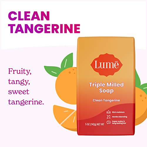 Lume Triple Milled Bar Soap - 5 oz, Pack of 4, Clean Tangerine Scent