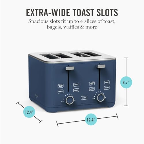 Martha Stewart 4-Slice Toaster Indigo Blue with 10 Shade Settings & 3 Presets