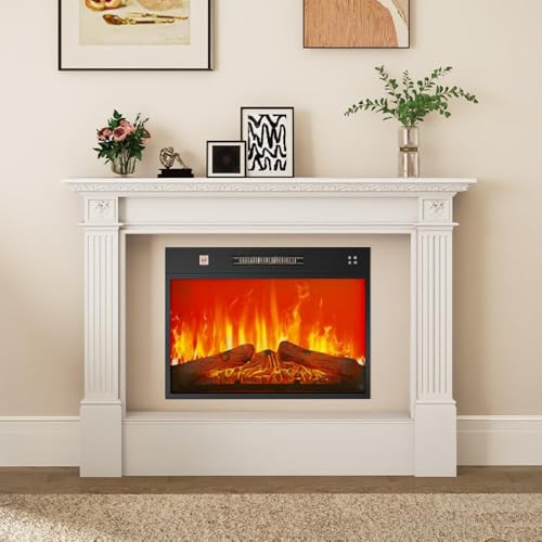 24-Inch Electric Fireplace Insert with Remote Control and Log Set - Adjustable Heat & Flame