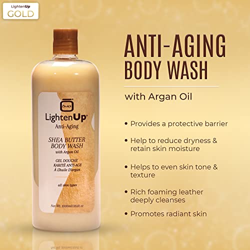 Omic LightenUp Anti-Aging Body Wash 33.8 Fl Oz - Brighten & Soften Skin with Argan Oil & Shea Butter - Pack of 1