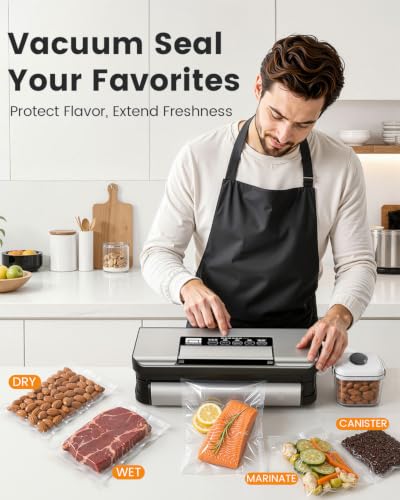 Food Vacuum Sealer Machine with Double Heat Seal & Jar Sealing - 90kPa