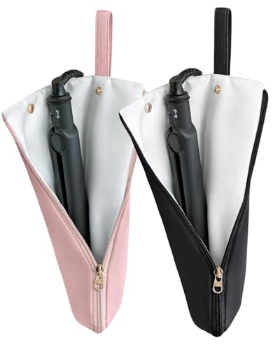Heat Resistant Travel Hair Tool Holder & Mat Pink+Black - Compact & Durable