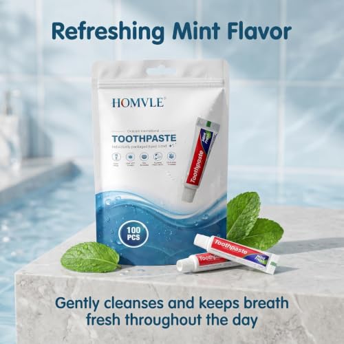 Mini Travel Toothpaste 100 Pack - 5g Individually Sealed Bulk Set for On-the-Go