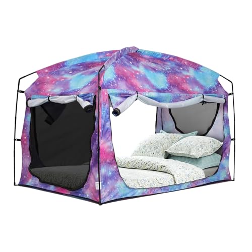 Porayhut Unicorn Queen Bed Tent for Kids & Adults, Blackout Privacy Canopy