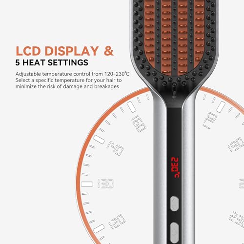 Plasma Ionic Hair Straightening Comb - Electric Heated Hair Brush, Frizz Control