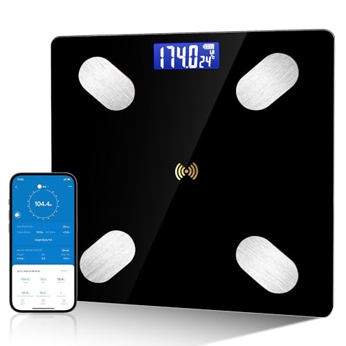 ABEAUROOSE Black Digital Body Fat Scale with Smartphone App & LED Display