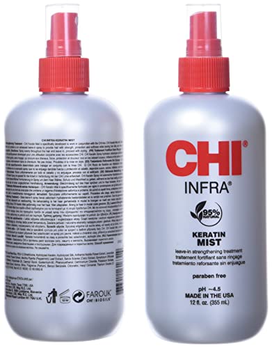 CHI Keratin Hair Mist 12oz - Strengthening & Protecting Leave-In Treatment (2 Pack)