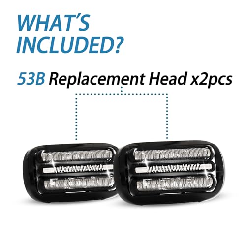 Black 53B Replacement Shaver Heads for Series 5 & 6 Razors 2-Pack
