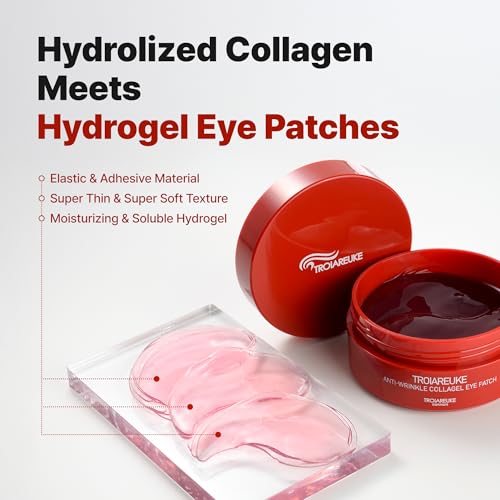 TROIAREUKE Anti-Wrinkle Collagel Eye Patch,Smooths eye,forehead,facial wrinkles,Reduces puffiness & Dark circles,Hydrogel Wrinkle patches,Elastic,adhesive formulation (60Count)