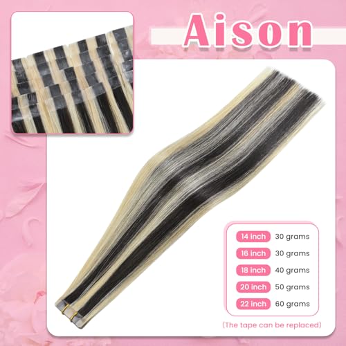 22 Inch Mixed Bleach Blonde Tape-in Hair Extensions - 20 Pieces Remy Human Hair