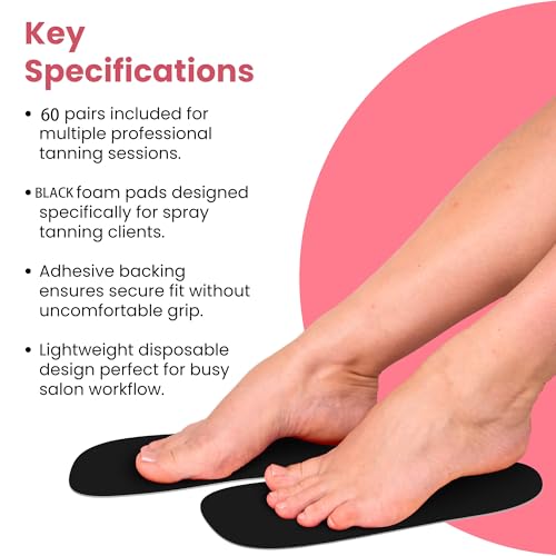 Disposable Spray Tanning Feet Pads - Black, 60 Pairs for Salon & Home Use