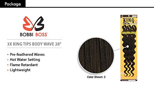 Synthetic Hair Braids 3X King Tips Body Wave 28 Inch - 1B Off Black 3-Pack