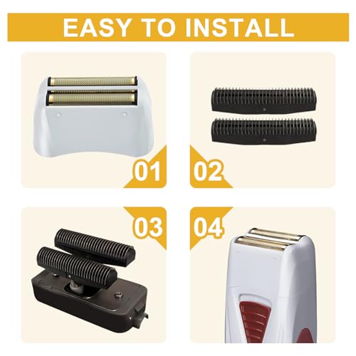 4 Pack Pro Shaver Replacement Foil and Cutters compatible with andis 17150(TS-1) shaver ProFoil Lithium replacement, Golden