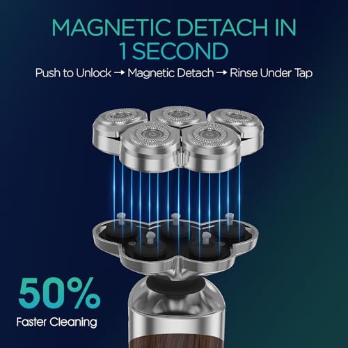 VOYOR 5D Floating Electric Razor for Men Wet Dry Shaving Woodgrain