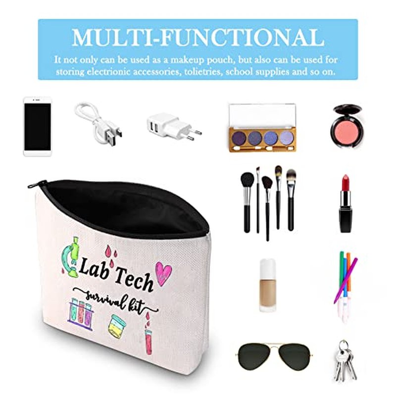 GJTIM Lab Tech Survival Kit Funny Lab Week Lab Tech Gift Laboratory Technician Zipper Pouch Makeup Bag